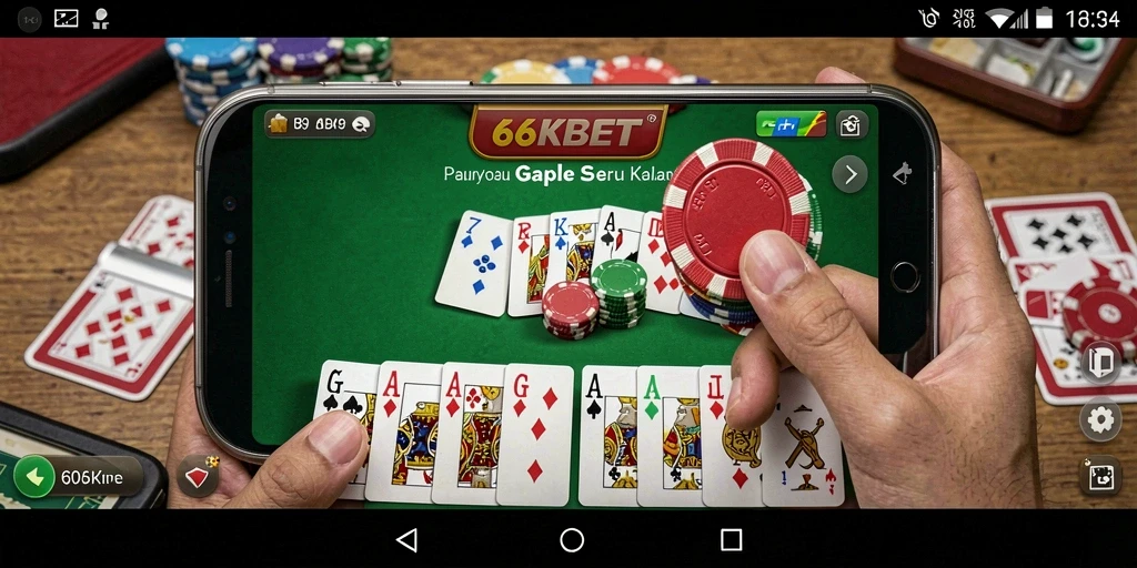 Tampilan menarik gameplay Gaple di 66KBET dengan interaksi seru.