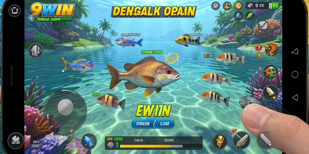 Tampilan gameplay seru dari permainan Tembak Ikan 9WIN.