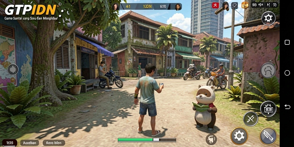 Tampilan gameplay GTPIDN yang penuh warna dan menyenangkan.