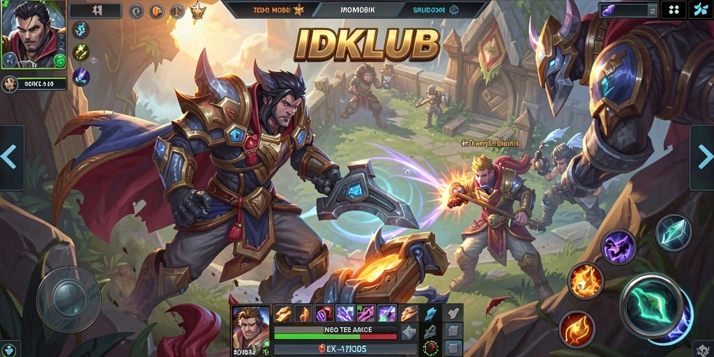 Screenshot gameplay IDKLUB menampilkan pertarungan seru antara tim.