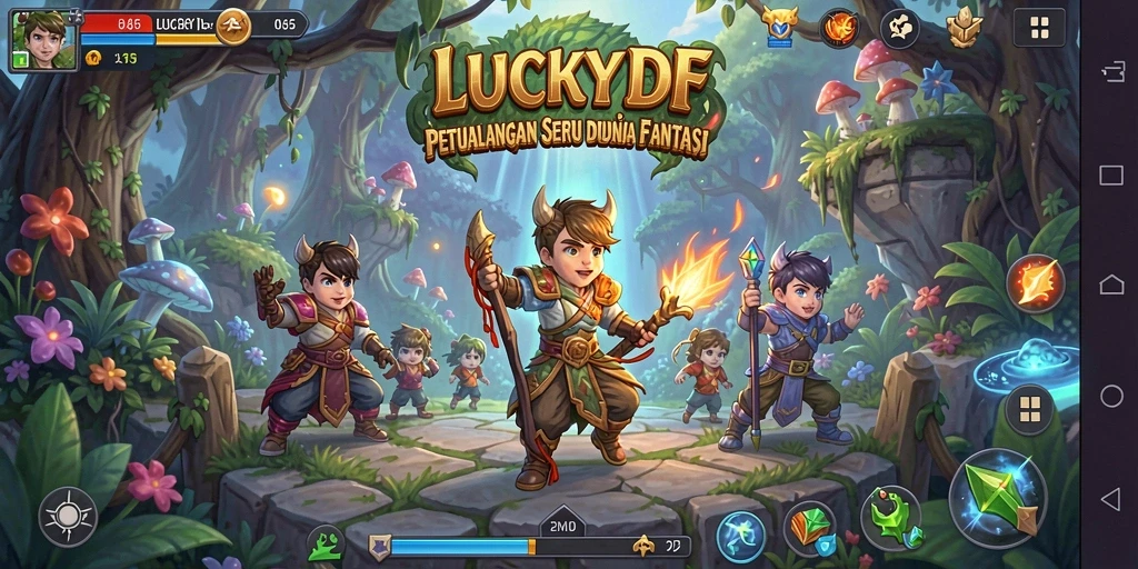 Tampilan gameplay seru dari LUCKYDF yang penuh tantangan dan petualangan.