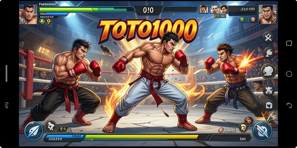 Gambar gameplay seru dari TOTO1000 dengan aksi bertarung yang intens.