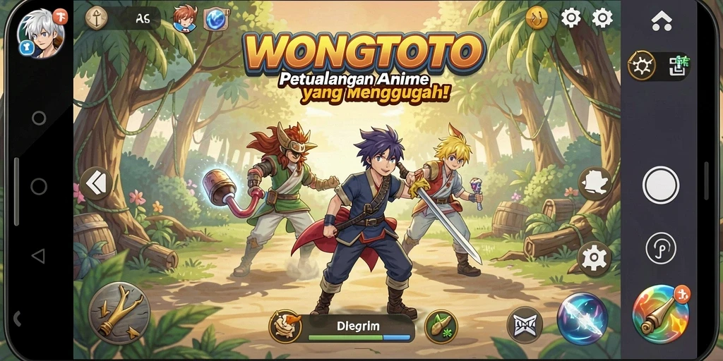 Tampilan gameplay menarik WONGTOTO dalam suasana petualangan anime.